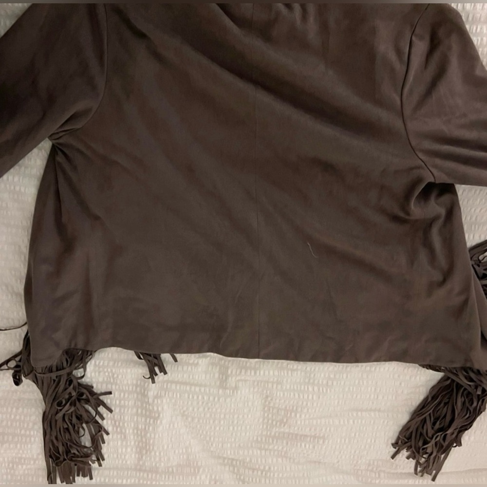 FOREVER 21 Soft Suede Fringe Western Blazer, Dark Brown, Small, NWOT (SCLOS) - Picture 2 of 4